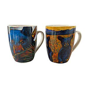Kari Lehr Bear Mugs Wild Things Art Print 2-Lot Up There Bear Bears of a Feather